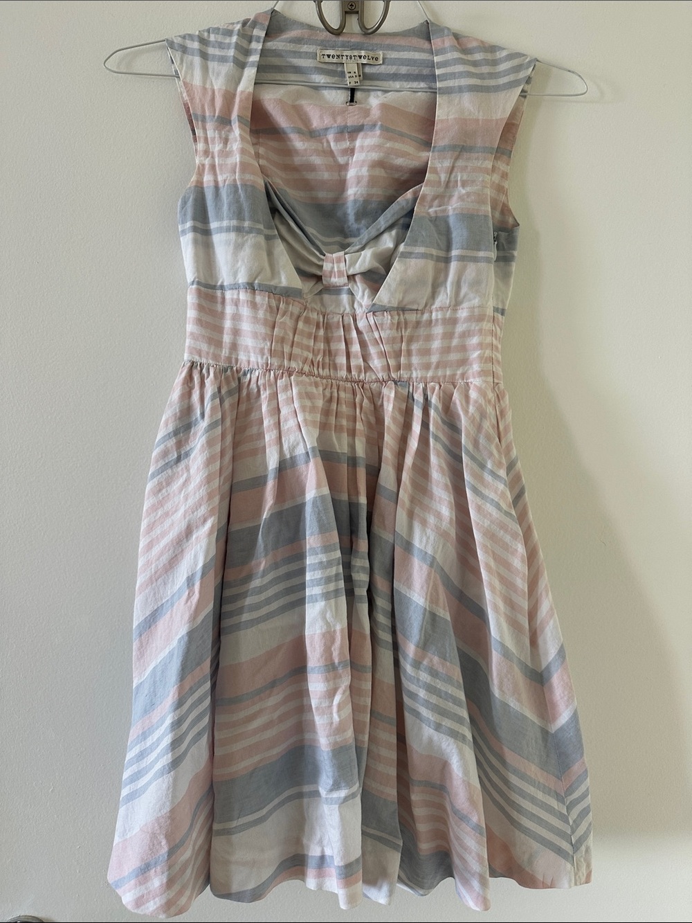 Twenty8Twelve Pastel Striped Tie-Front Sundress - Pink & Light Blue & White